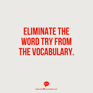 Eliminate the word try from the vocabulary.