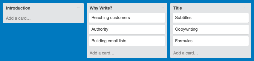 Outlining in Trello