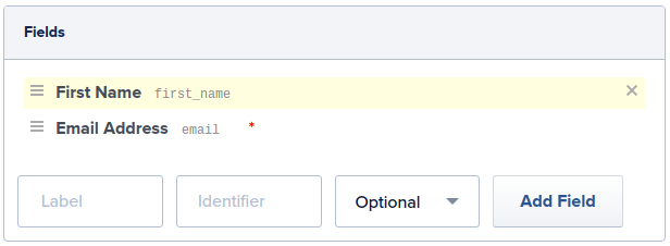 Order form fields