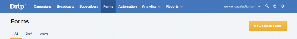 Create new opt-in form in Drip