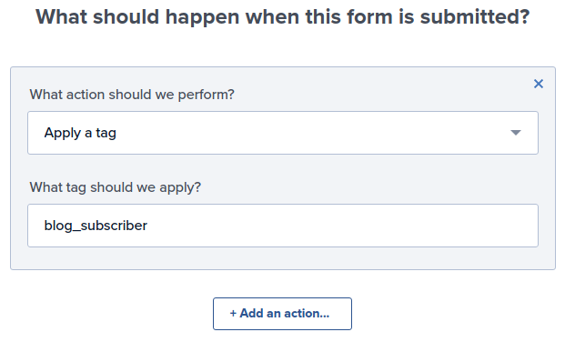 Tag subscriber when form is submitted