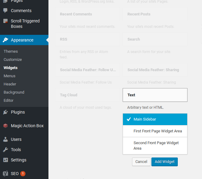 Add new sidebar widget in WordPress