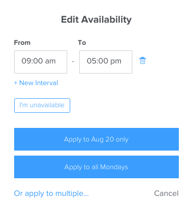 Edit availability for scheduling
